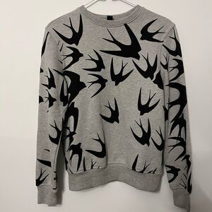 Alexander McQueen Gray and Black All logo Print Sweater